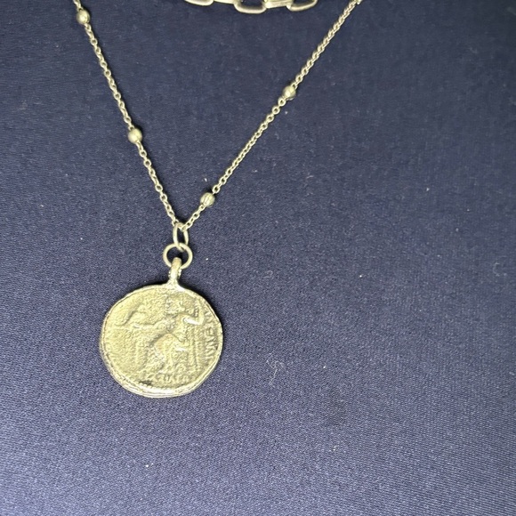 Silver Chain Necklace with Coin Pendant - Picture 2 of 2